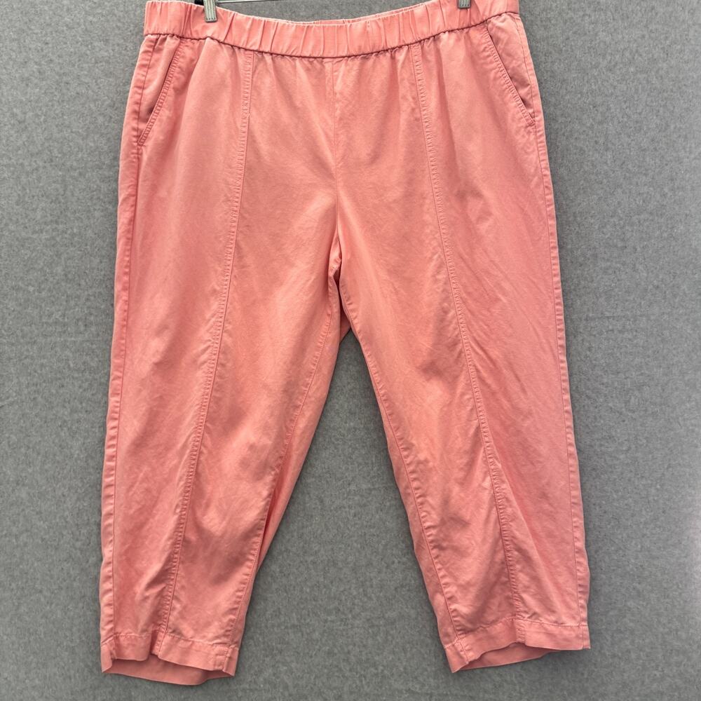 Talbots Cotton Linen Pull On Pants Sz 3X Light Pink Straight Leg Cropped